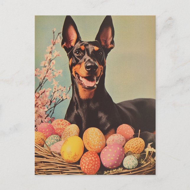 Postal Dobermann Vintage Easter (Anverso)
