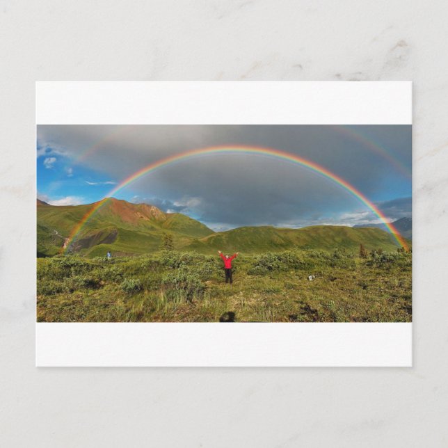 Postal Doble arco iris de Alaska, foto real! (Anverso)