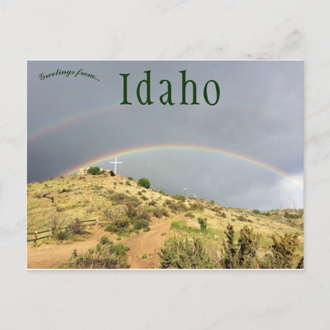 Postal Doble arcoiris sobre mesa Boise Idaho (Anverso)