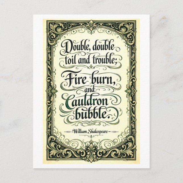Postal "Doble Doble Fatiga y Problema" Shakespeare (Anverso)