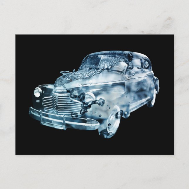 Postal doble exposición de lavado de coches (Anverso)