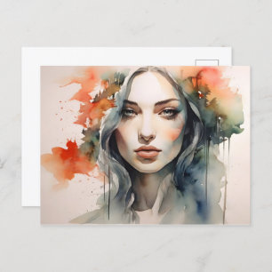 Postal Doble exposición del arte femenino