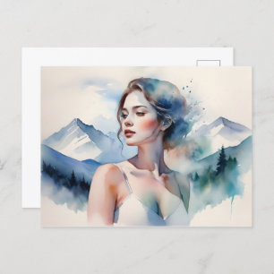 Postal Doble exposición del arte femenino