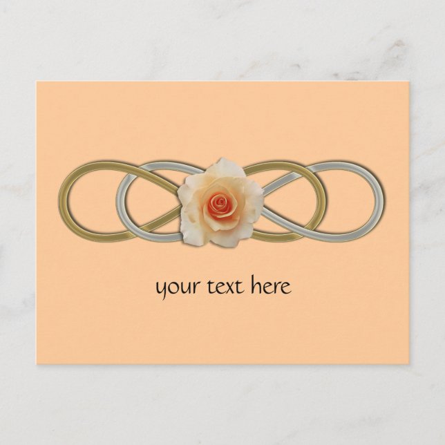 Postal Doble Infinito Rosa de Plata y Oro (Anverso)