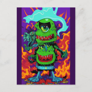 Postal Doble Monstruosidad - Arte de Ken Gage