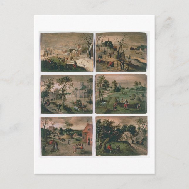 Postal Doce meses del año: enero, febrero, (Anverso)