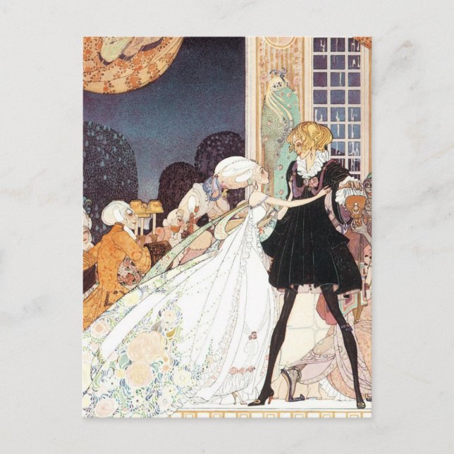 Postal Doce princesas bailarinas vintage de Kay Nielsen (Anverso)