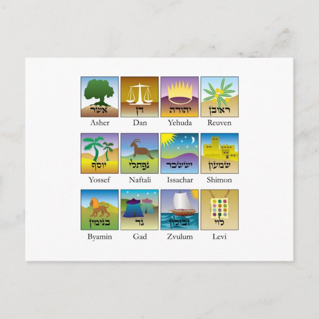 Postal Doce tribus de focas israelíes (Anverso)