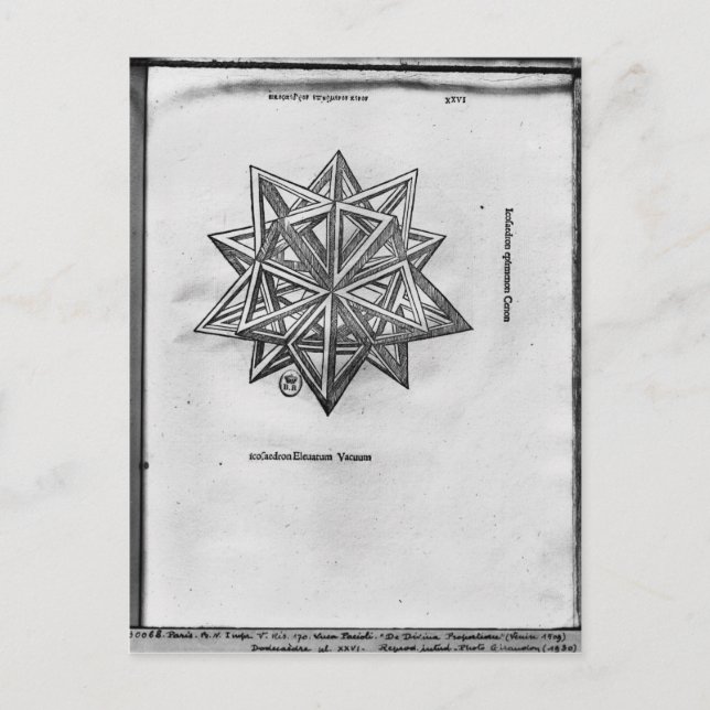 Postal Dodecaedro, de 'De Divina Proportione' (Anverso)