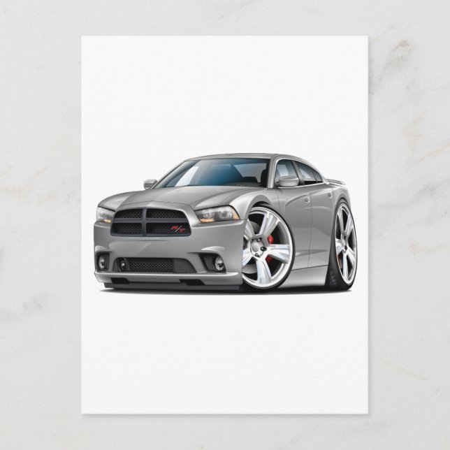 Postal Dodge Charger RT Silver Car (Anverso)