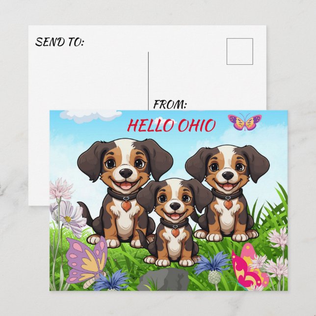 Postal Dog Groomer Happy Puppies Postcard (Anverso / Reverso)