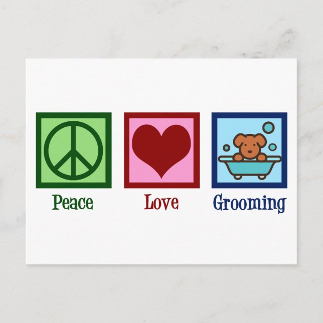 Postal Dog Groomer Peace Love Mascota Grooming (Anverso)