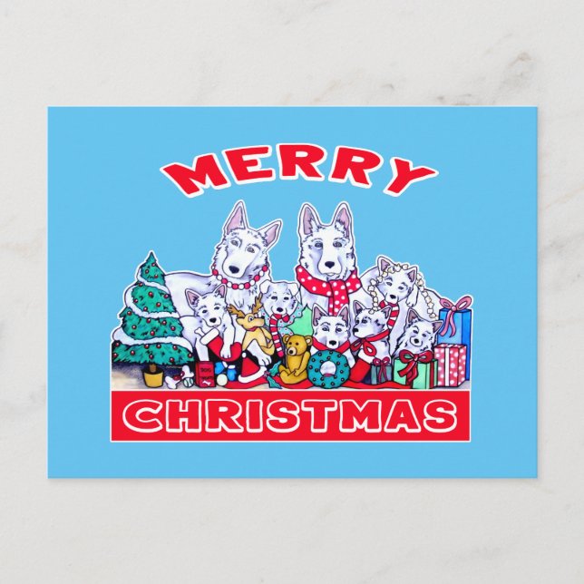 Postal Dog Merry Christmas White Shepherd Holiday GSD Div (Anverso)