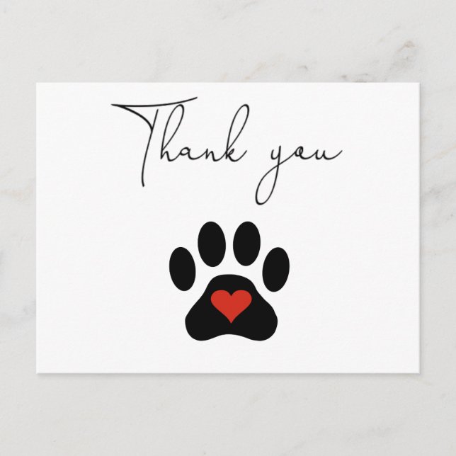 Postal Dog Paw Personalizado Gracias (Anverso)