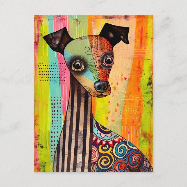 Postal dog portrait in pop-art style with a mix (Anverso)