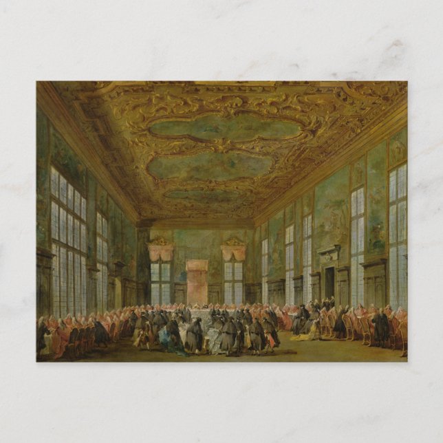 Postal Doge Alvise Mocenigo IV Dando un Banquete (Anverso)