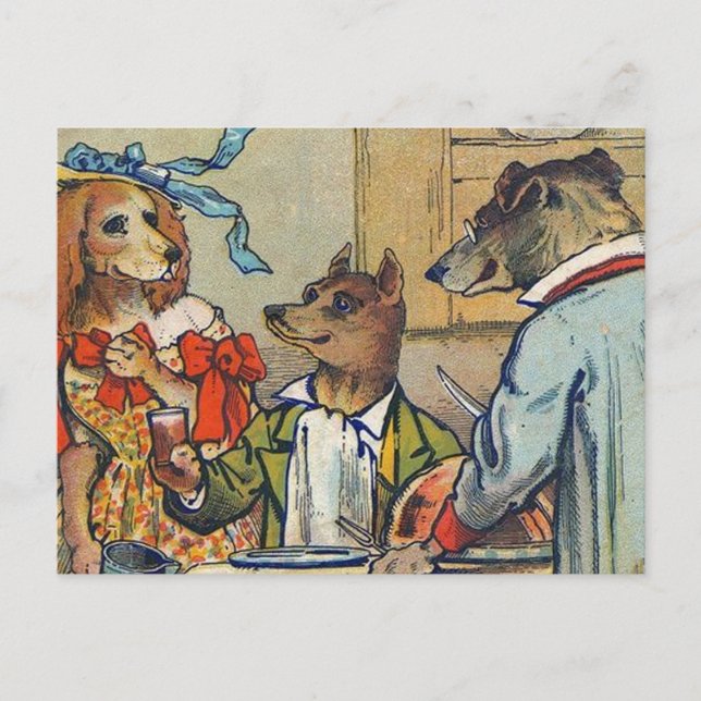 Postal Doggy de la cena victoriana de perro Vestido (Anverso)
