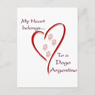 Postal Dogo Argentino Heart Pertenece