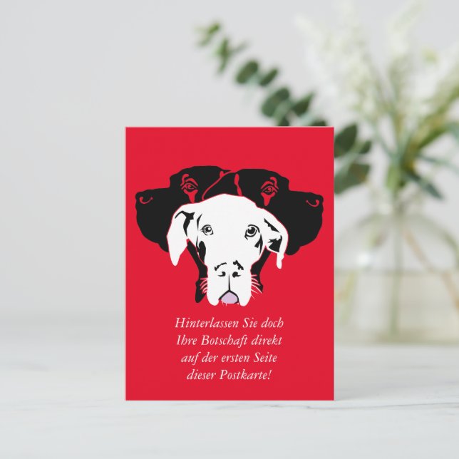Postal Dogo dulce en blanco (Anverso de pie)