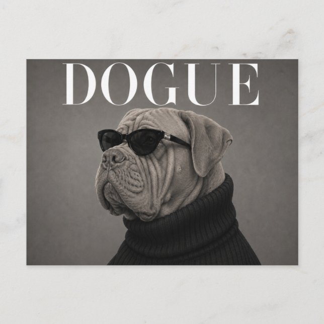 Postal Dogue du Bordeaux Editorial de Moda de Lujo (Anverso)