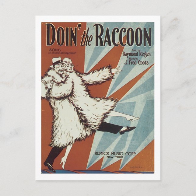 Postal Doin' The Raccoon Vintage Songbook Cover (Anverso)
