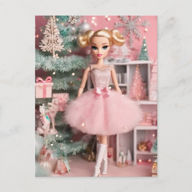 Postal Dólar de los Navidades retro de Blond Pastel (Anverso)