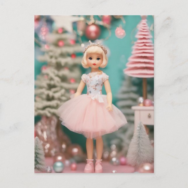 Postal Doll de Navidades Retro Pastel (Anverso)