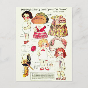 Postal Dolly Dingle Ópera Niño y Niñas Muñeca de Papel
