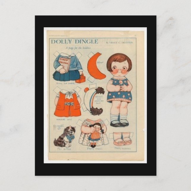 POSTAL DOLLY DINGLE PAPER DOLL POSTCARD (Anverso)