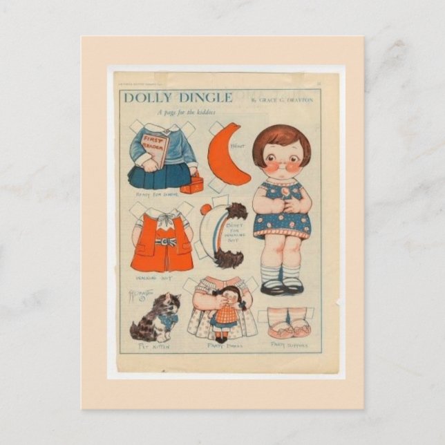 POSTAL DOLLY DINGLE PAPER DOLL POSTCARD (Anverso)