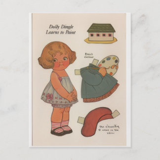 Postal DOLLY DINGLE paperdoll Learn to paint Postcard