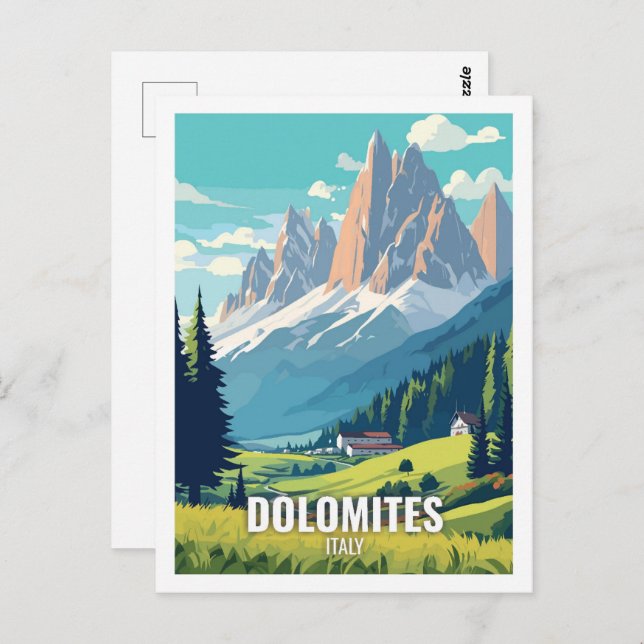 Postal Dolomitas Italia Famosos Lugares de Viaje (Anverso / Reverso)