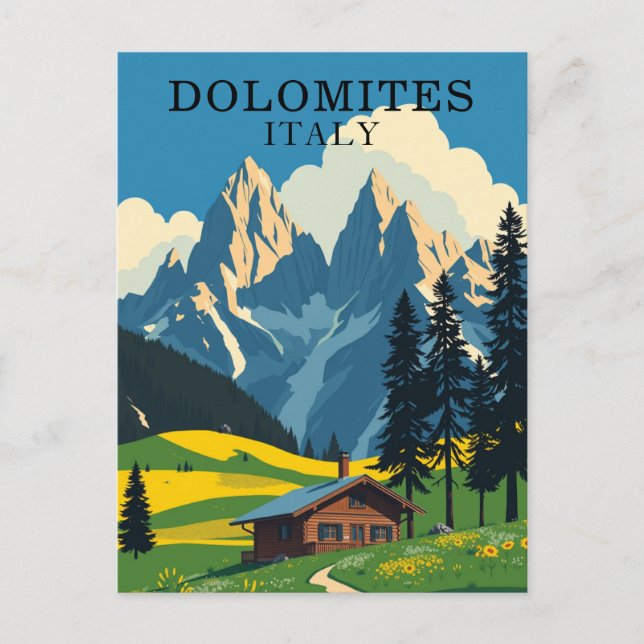 Postal Dolomitas Italia Retro Travel (Anverso)