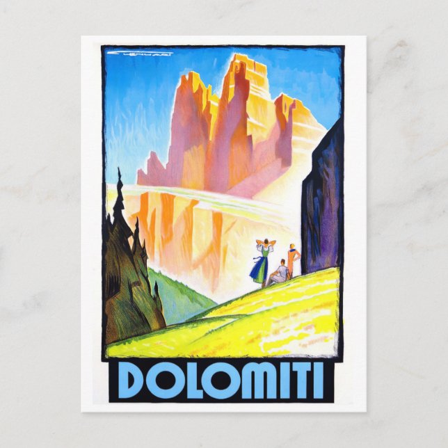 Postal Dolomitas Italia Viaje vintage (Anverso)