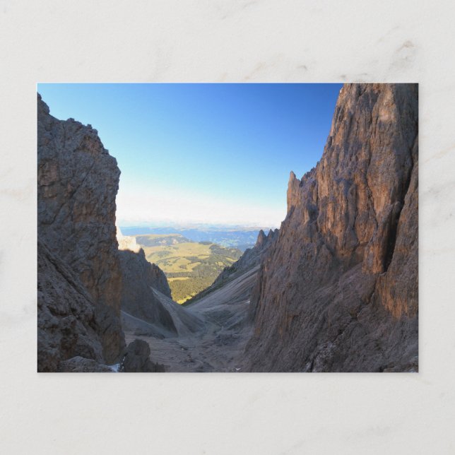 Postal Dolomitas por la mañana (Anverso)