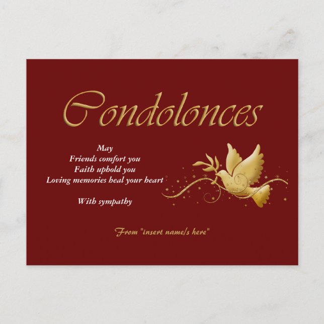 Postal Dolor funerario de condolencia (Anverso)