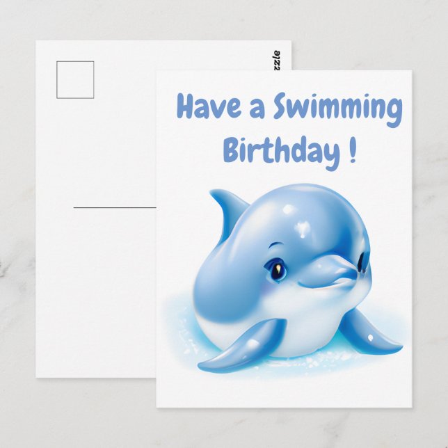 Postal Dolphin Adorable Blue Baby (Anverso / Reverso)