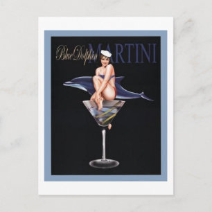Postal Dolphin azul Martini