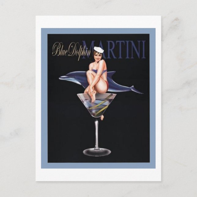Postal Dolphin azul Martini (Anverso)