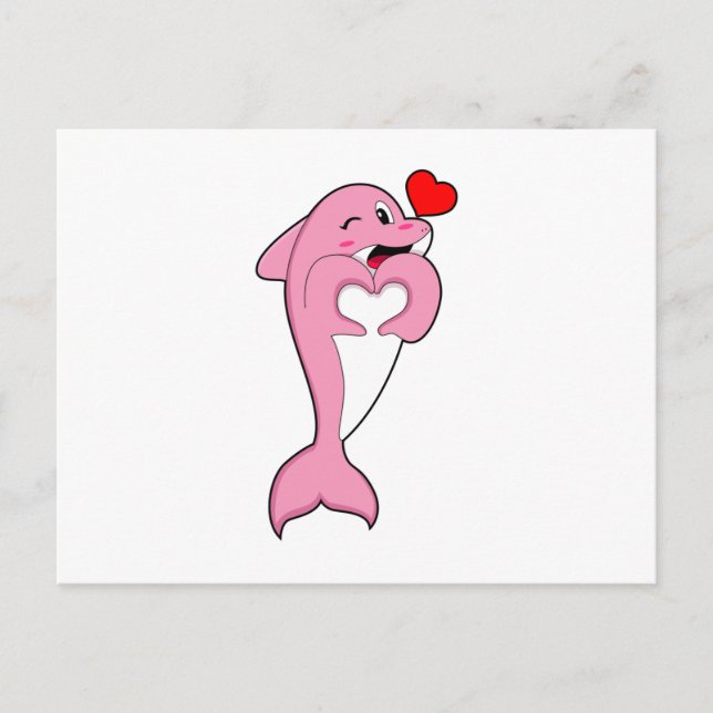 Postal Dolphin Love Heart (Anverso)