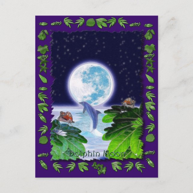 Postal DOLPHIN MOON Paradise serie de arte (Anverso)