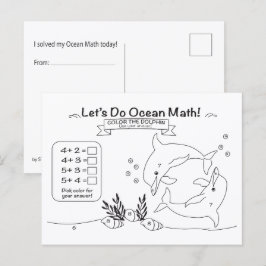 Postal Dolphin Ocean Math Coloring Postcard