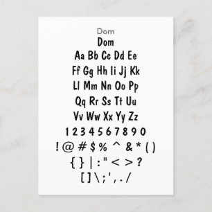 Postal Dom - Hoja de ejemplo de tipos de letra zazzle