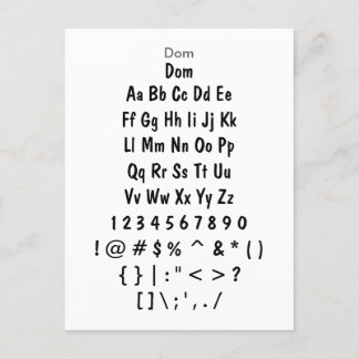 Postal Dom - Hoja de ejemplo de tipos de letra zazzle