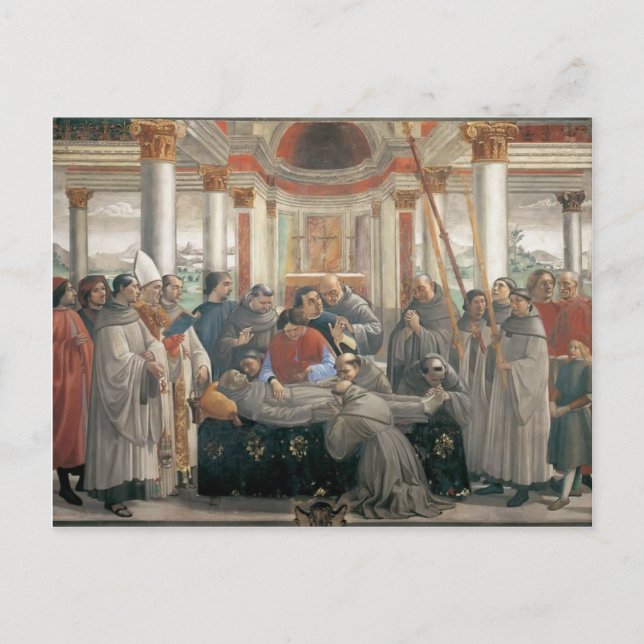 Postal Domenico Ghirlandaio: La muerte de San Francisco (Anverso)
