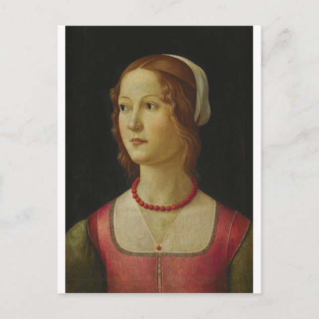 Postal Domenico Ghirlandaio - Retrato de una joven (Anverso)