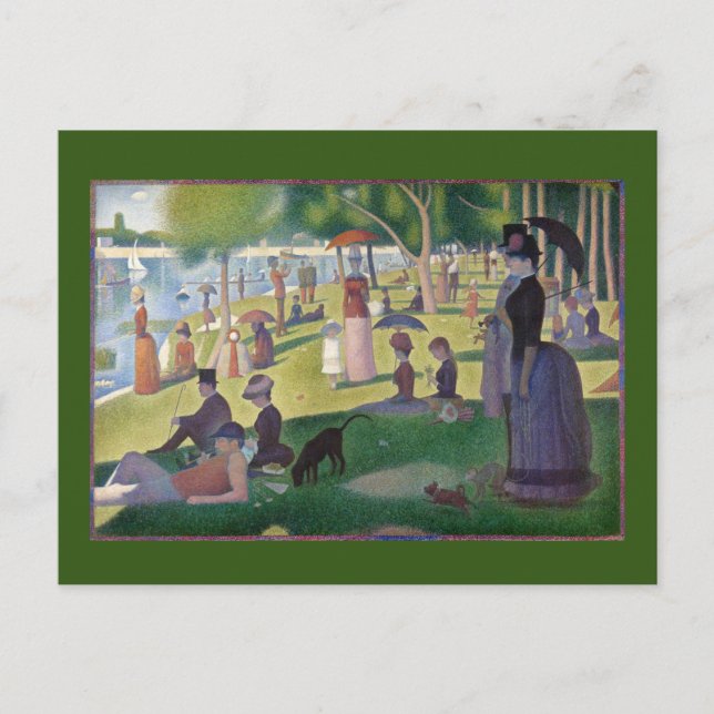 Postal Domingo en La Grande Jatte por Seurat, Bella Artes (Anverso)