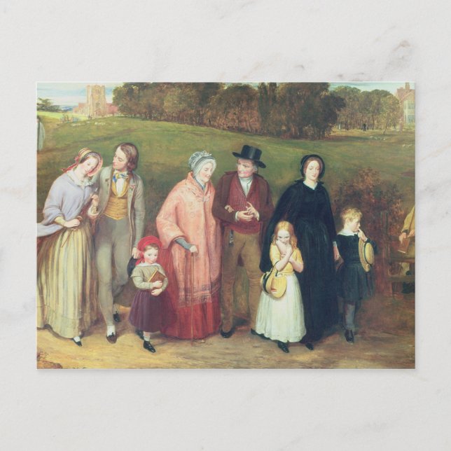 Postal Domingo por la mañana - El paseo desde la iglesia, (Anverso)