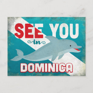 Postal Dominica Dolphin - Viaje retro vintage