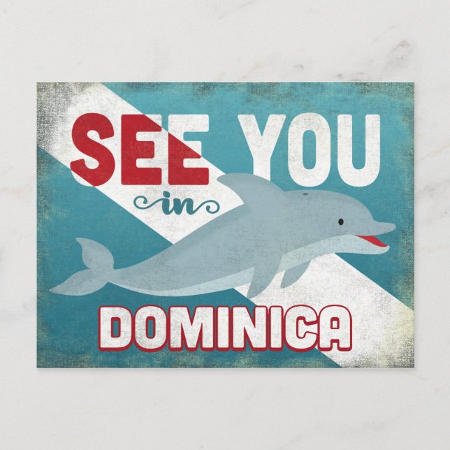 Postal Dominica Dolphin - Viaje retro vintage (Anverso)